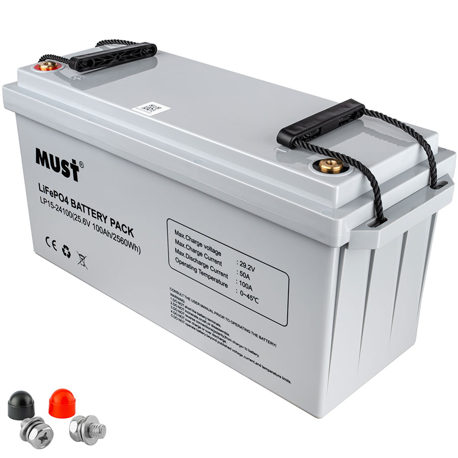 Акумулятор MUST LP15-24100 25.6V 100Ah LiFePO4, 522х240х218, 23 кг